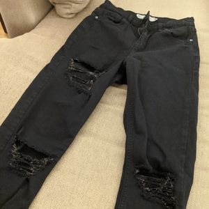 Topshop Black Ripped Jamie Jeans